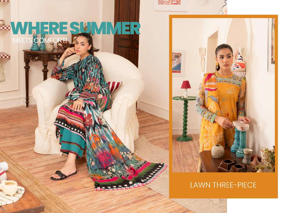 POPPIN UNSTITCHED 3 PCS  WHOLESALE LAWN PRINT SEASON FOR SUMMER ORIGINAL PAKISTANI SUITS