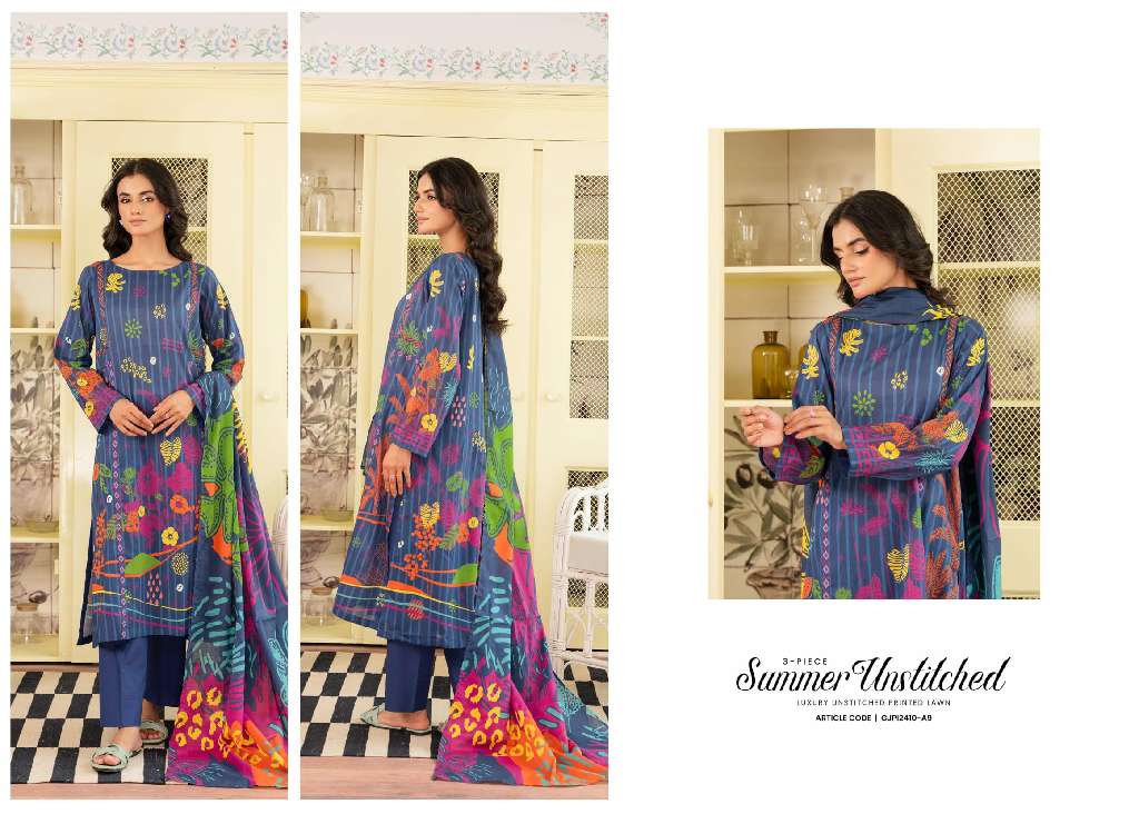 POPPIN UNSTITCHED 3 PCS  WHOLESALE LAWN PRINT SEASON FOR SUMMER ORIGINAL PAKISTANI SUITS