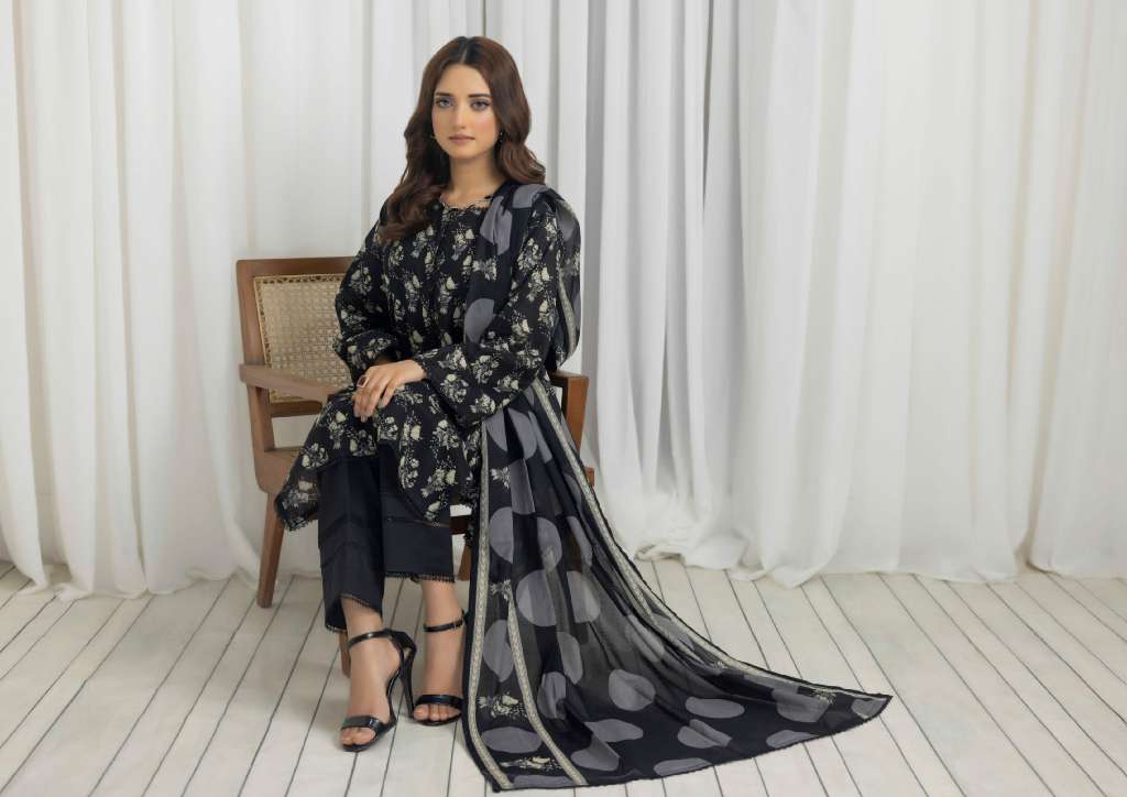 REGALIA SALINA BLACK AND WHITE CHAPTER 4 WHOLESALE LAWN ORIGINAL PAKISTANI SUITS