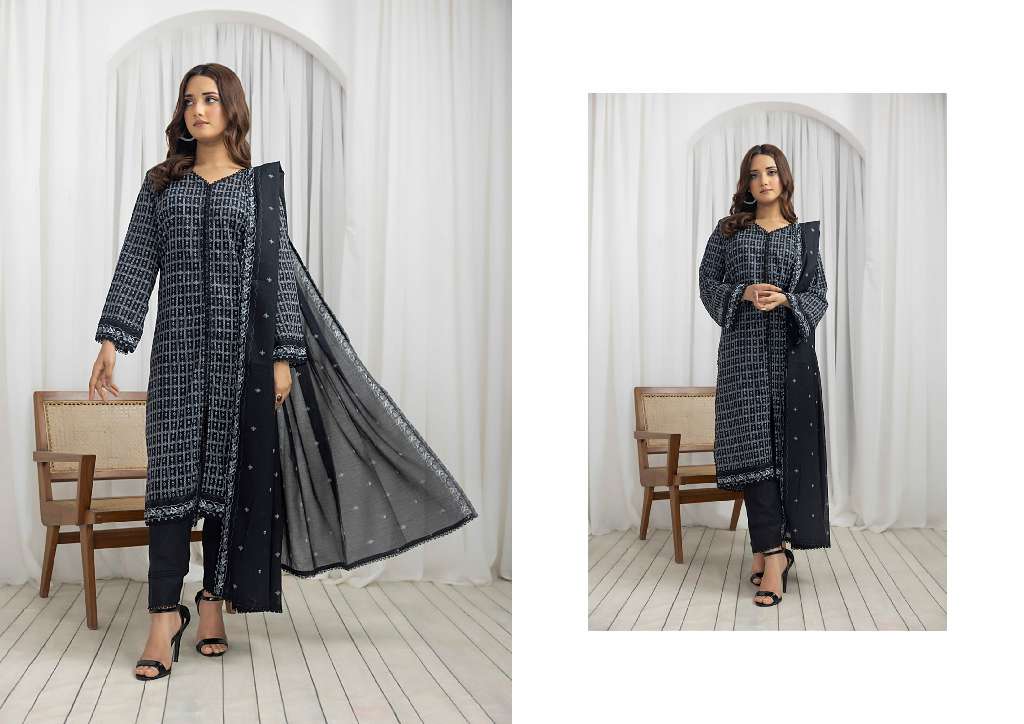 REGALIA SALINA BLACK AND WHITE CHAPTER 4 WHOLESALE LAWN ORIGINAL PAKISTANI SUITS