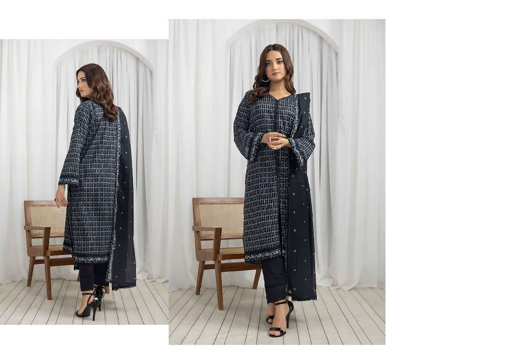 REGALIA SALINA BLACK AND WHITE CHAPTER 4 WHOLESALE LAWN ORIGINAL PAKISTANI SUITS