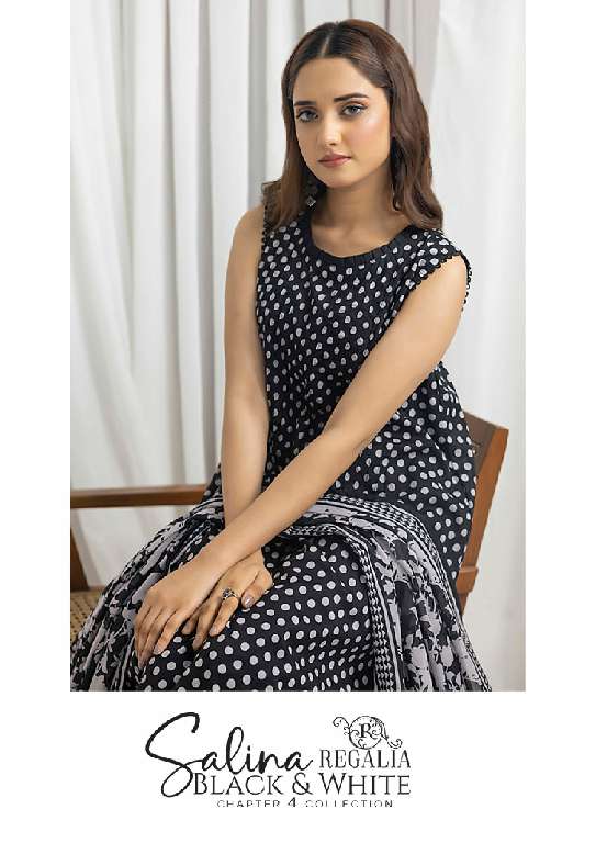 REGALIA SALINA BLACK AND WHITE CHAPTER 4 WHOLESALE LAWN ORIGINAL PAKISTANI SUITS