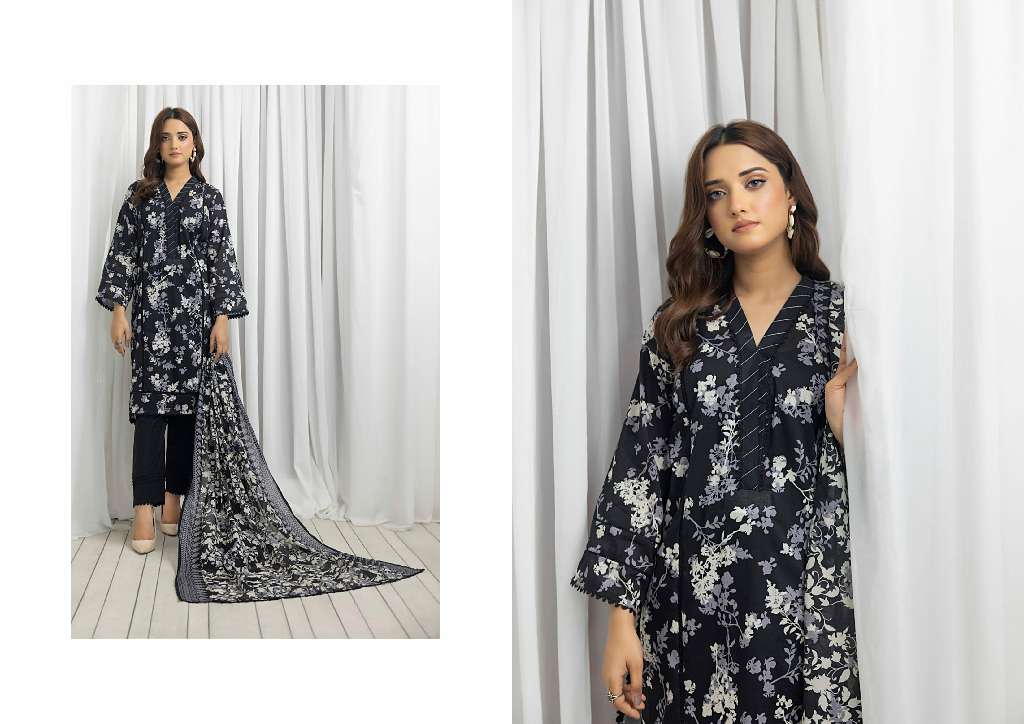 REGALIA SALINA BLACK AND WHITE CHAPTER 4 WHOLESALE LAWN ORIGINAL PAKISTANI SUITS