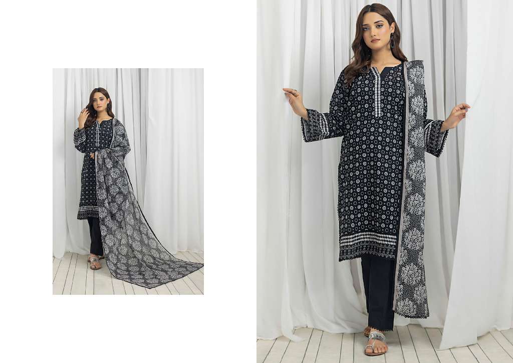 REGALIA SALINA BLACK AND WHITE CHAPTER 4 WHOLESALE LAWN ORIGINAL PAKISTANI SUITS