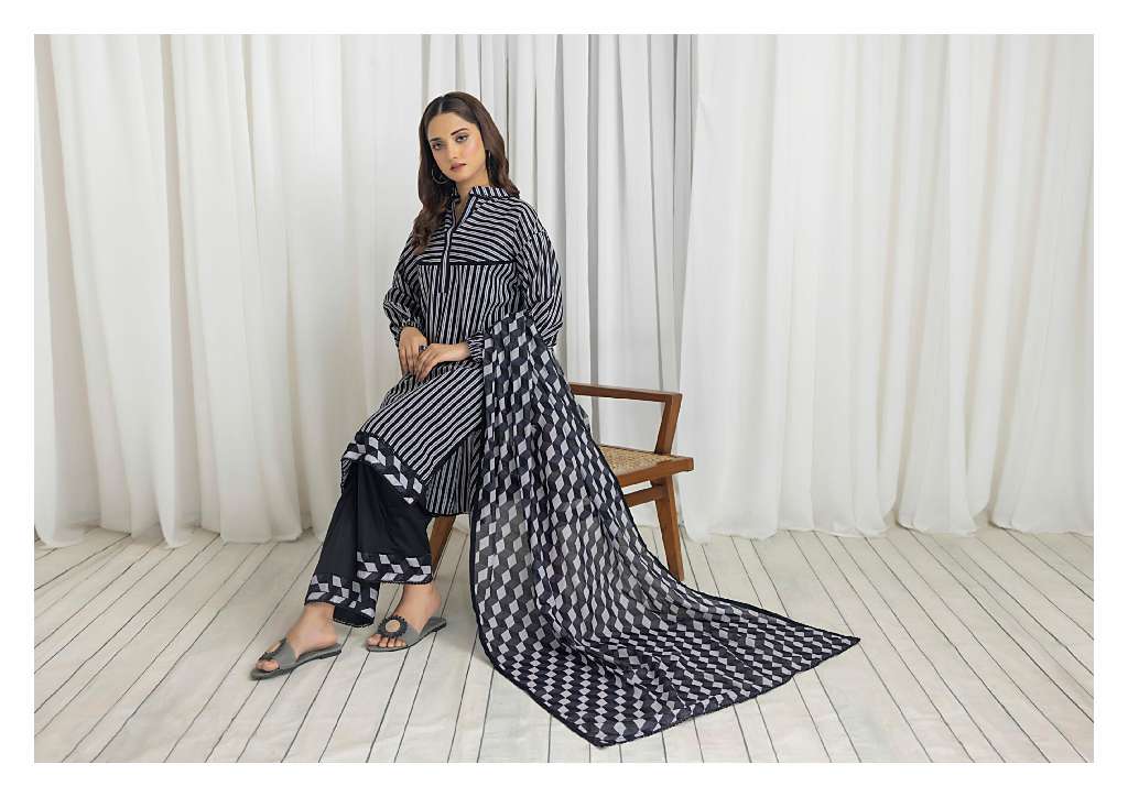 REGALIA SALINA BLACK AND WHITE CHAPTER 4 WHOLESALE LAWN ORIGINAL PAKISTANI SUITS