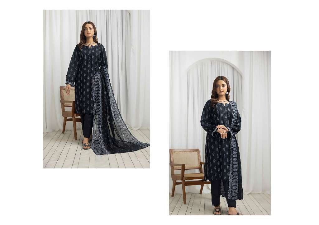 REGALIA SALINA BLACK AND WHITE CHAPTER 4 WHOLESALE LAWN ORIGINAL PAKISTANI SUITS