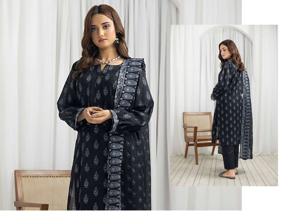 REGALIA SALINA BLACK AND WHITE CHAPTER 4 WHOLESALE LAWN ORIGINAL PAKISTANI SUITS