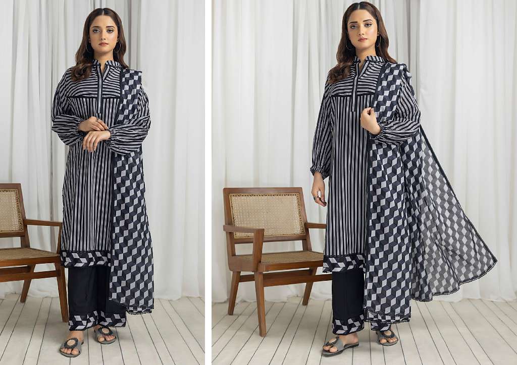 REGALIA SALINA BLACK AND WHITE CHAPTER 4 WHOLESALE LAWN ORIGINAL PAKISTANI SUITS