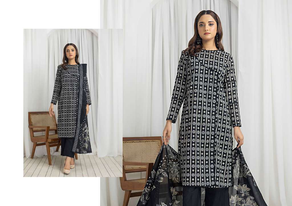 REGALIA SALINA BLACK AND WHITE CHAPTER 4 WHOLESALE LAWN ORIGINAL PAKISTANI SUITS