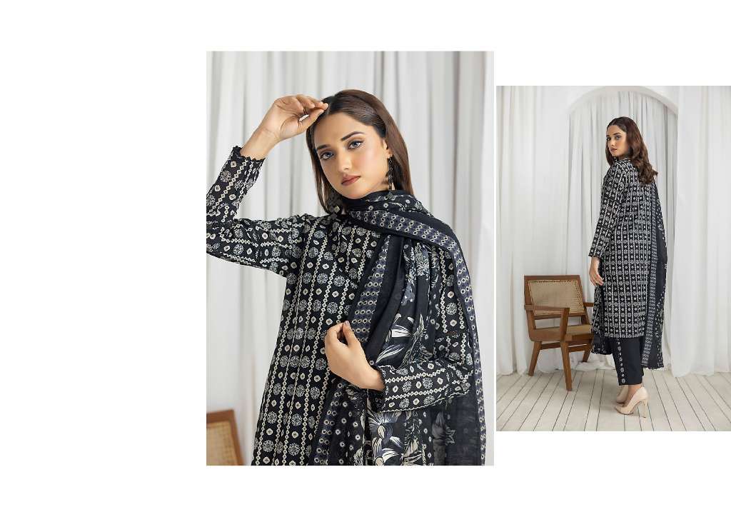 REGALIA SALINA BLACK AND WHITE CHAPTER 4 WHOLESALE LAWN ORIGINAL PAKISTANI SUITS