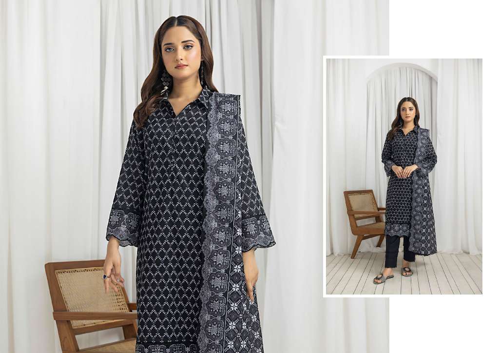REGALIA SALINA BLACK AND WHITE CHAPTER 4 WHOLESALE LAWN ORIGINAL PAKISTANI SUITS