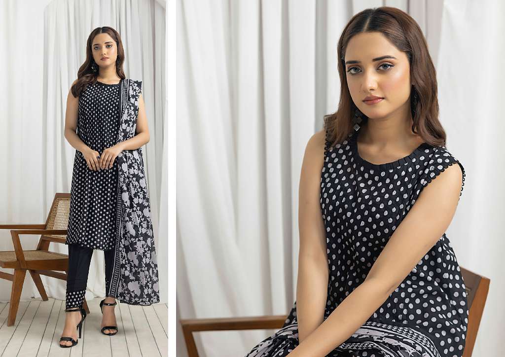 REGALIA SALINA BLACK AND WHITE CHAPTER 4 WHOLESALE LAWN ORIGINAL PAKISTANI SUITS
