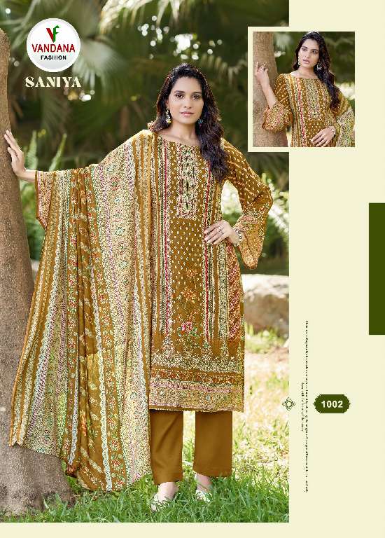 VANDANA CREATION SANIYA VOL-1 WHOLESALE PURE HEAVY RAYON WITH DESIGNER PRINTED DRESS MATERIAL