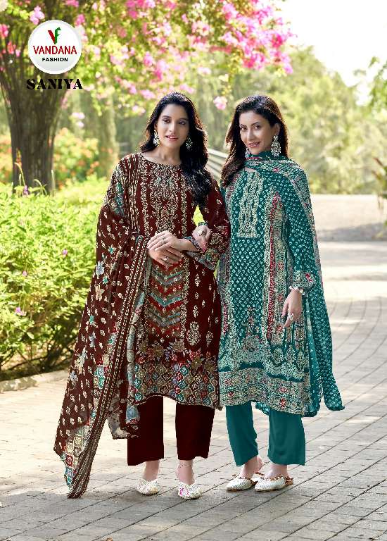 VANDANA CREATION SANIYA VOL-1 WHOLESALE PURE HEAVY RAYON WITH DESIGNER PRINTED DRESS MATERIAL
