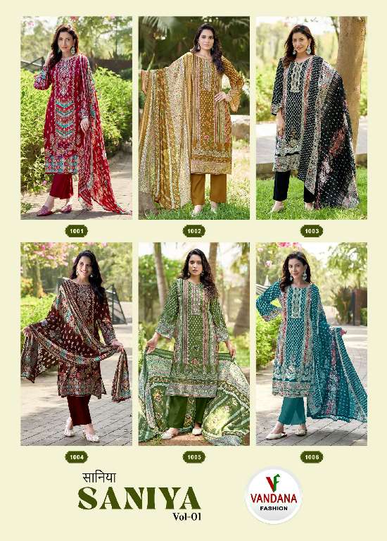 VANDANA CREATION SANIYA VOL-1 WHOLESALE PURE HEAVY RAYON WITH DESIGNER PRINTED DRESS MATERIAL