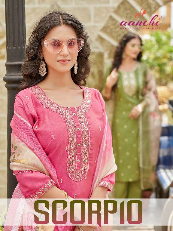 AANCHI PRESENT SCORPIO WHOLESALE READYMADE 3 PCS STRAIGHT CONCEPT SUITS