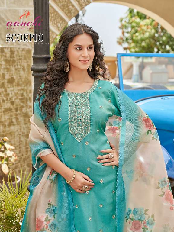 AANCHI PRESENT SCORPIO WHOLESALE READYMADE 3 PCS STRAIGHT CONCEPT SUITS