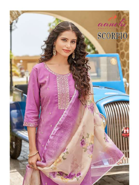 AANCHI PRESENT SCORPIO WHOLESALE READYMADE 3 PCS STRAIGHT CONCEPT SUITS