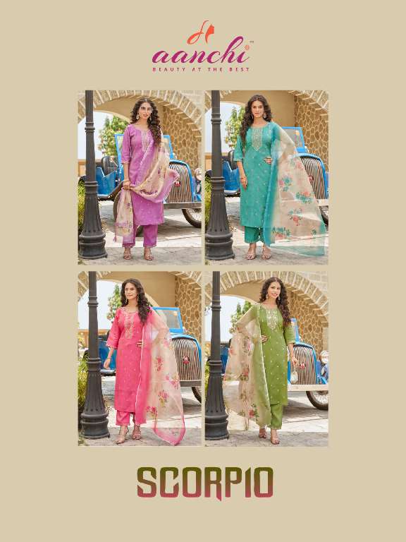 AANCHI PRESENT SCORPIO WHOLESALE READYMADE 3 PCS STRAIGHT CONCEPT SUITS