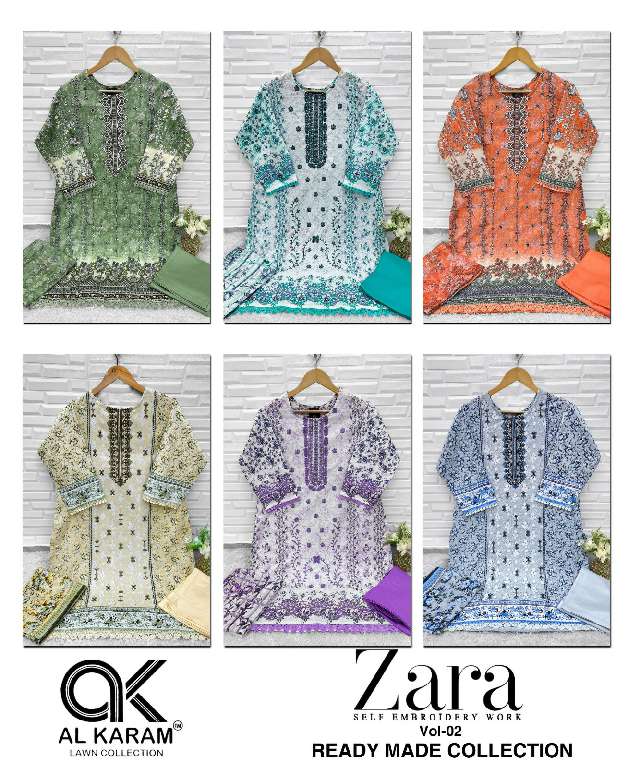 AL KARAM ZARA VOL-2 WHOLESALE READYMADE PAKISTANI KARACHI KURTI PANT WITH DUPATTA