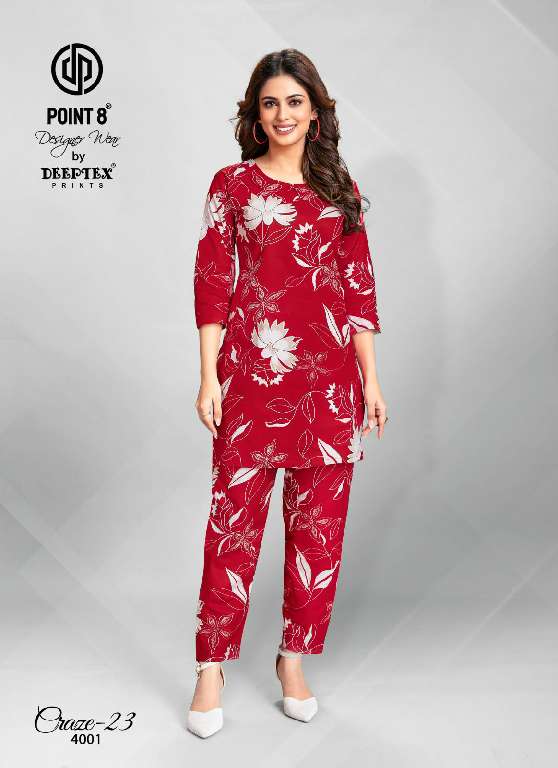 craze-23 vol 4 by deeptex prints unique cotton print readymade big size co-ord set