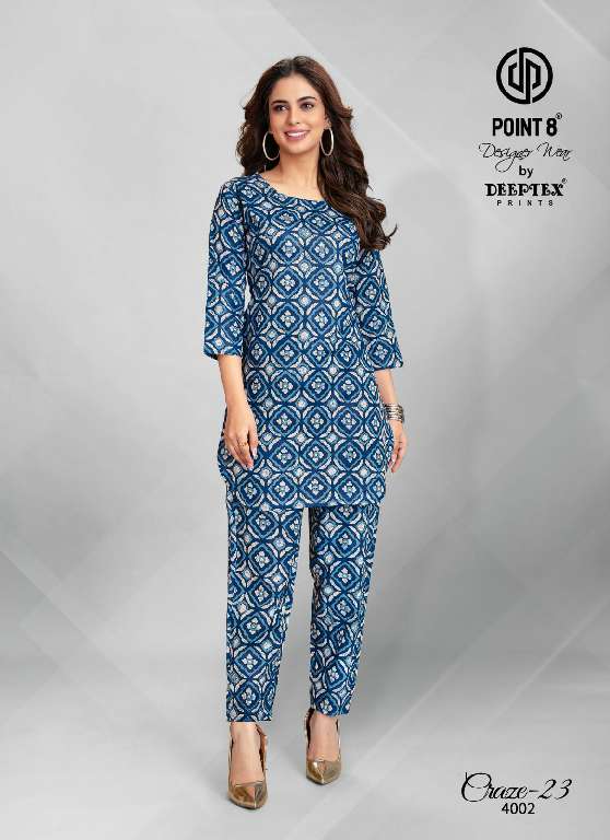 craze-23 vol 4 by deeptex prints unique cotton print readymade big size co-ord set