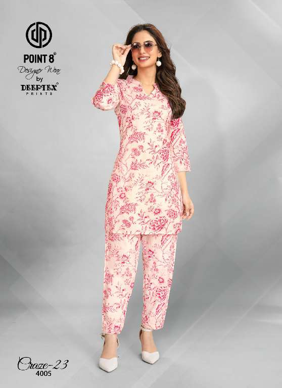 craze-23 vol 4 by deeptex prints unique cotton print readymade big size co-ord set