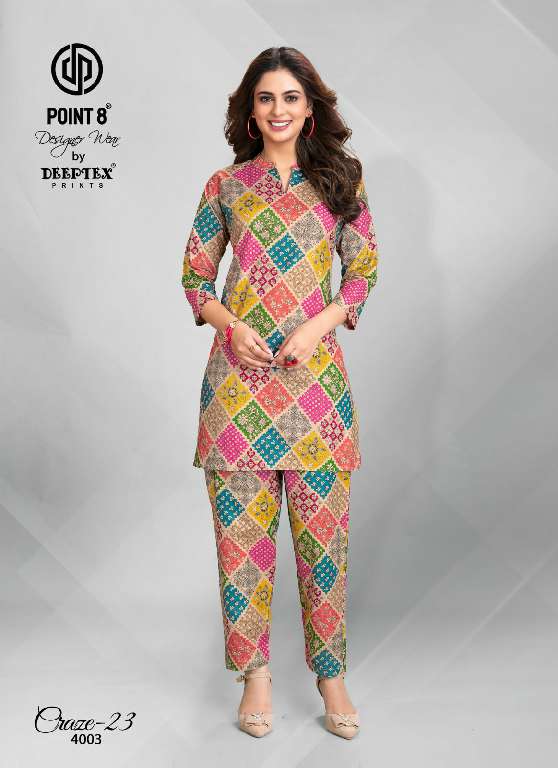 craze-23 vol 4 by deeptex prints unique cotton print readymade big size co-ord set