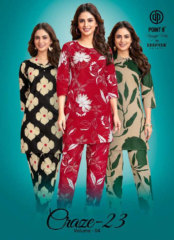 craze-23 vol 4 by deeptex prints unique cotton print readymade big size co-ord set