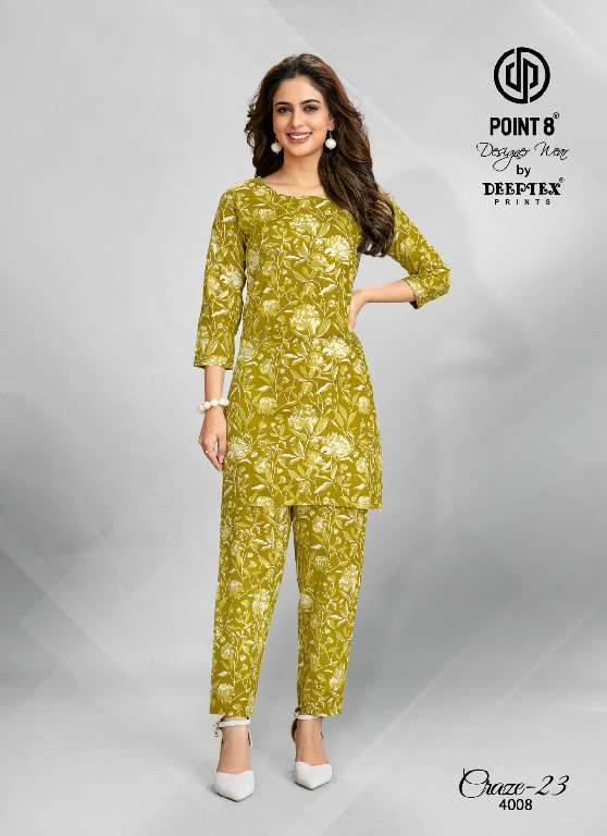craze-23 vol 4 by deeptex prints unique cotton print readymade big size co-ord set