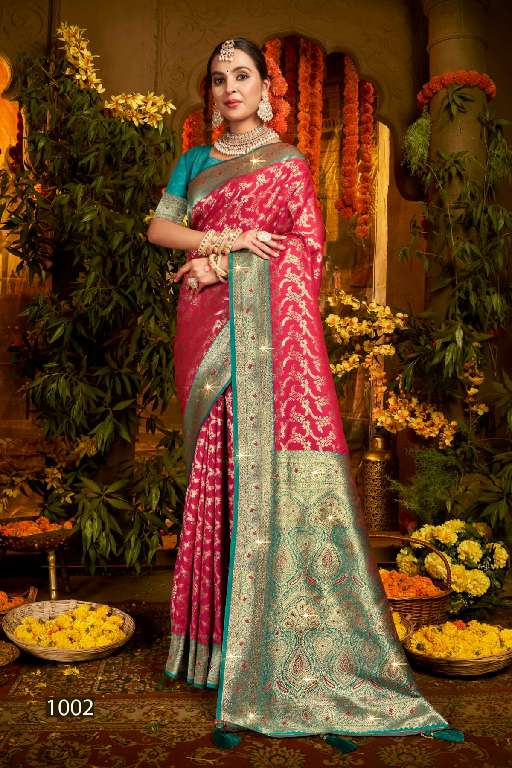 SAROJ GULAB SILK SAROSKI VOL-2 WHOLESALE SOFT SILK CONTRAST RICH PALLU WITH HEAVY SWAROSKI WORK DESIGNER SAREES