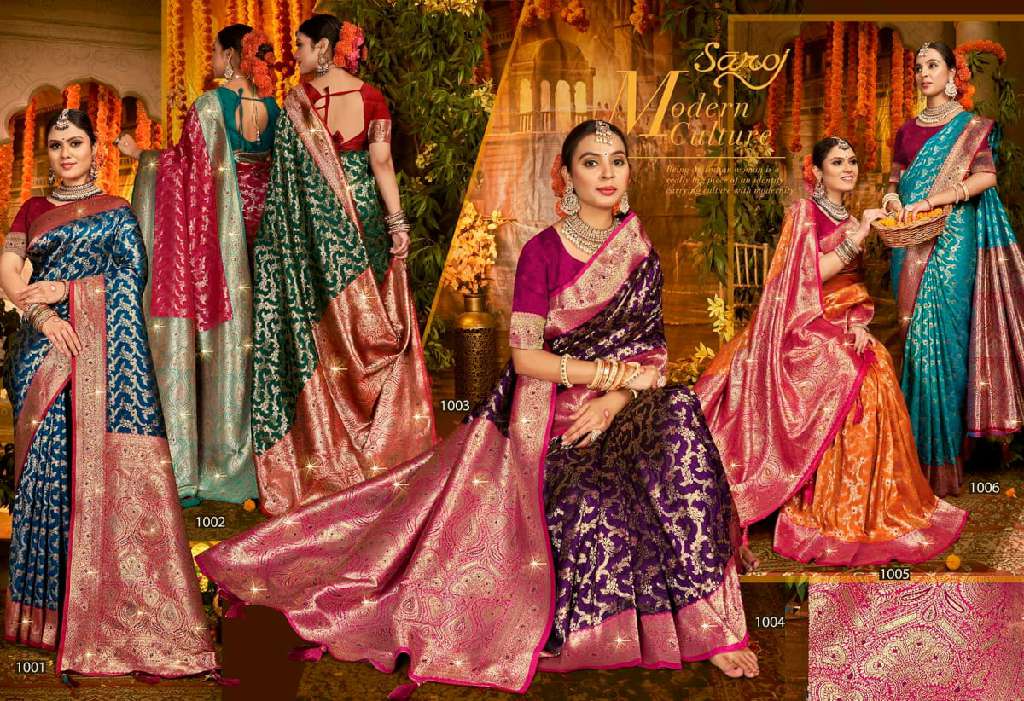 SAROJ GULAB SILK SAROSKI VOL-2 WHOLESALE SOFT SILK CONTRAST RICH PALLU WITH HEAVY SWAROSKI WORK DESIGNER SAREES