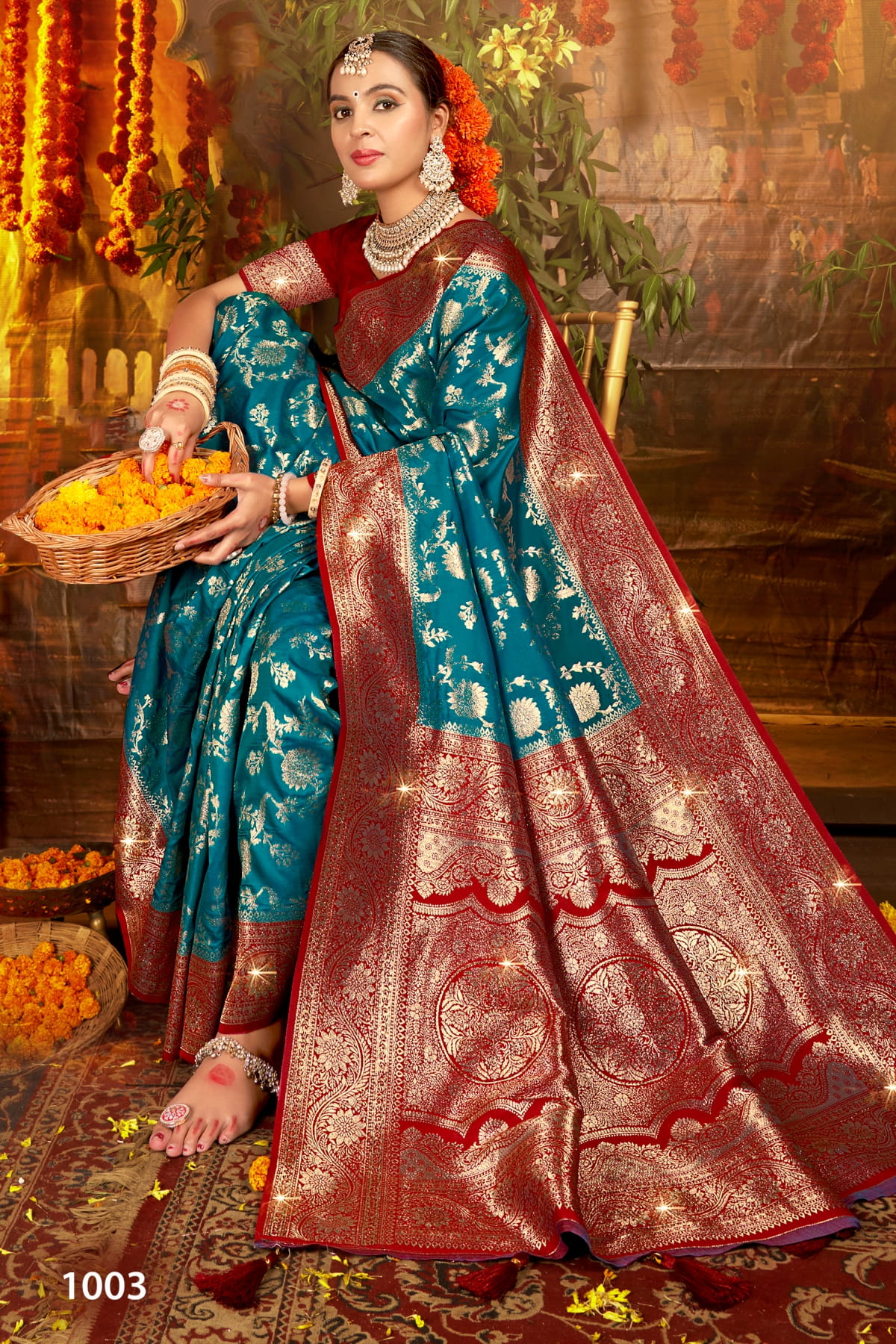 SAROJ GULAB SILK SAROSKI VOL-4 WHOLESALE SOFT SILK CONTRAST RICH PALLU WITH HEAVY SWAROSKI WORK DESIGNER SAREES