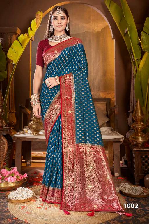 SAROJ GULAB SILK SAROSKI VOL-5 WHOLESALE SOFT SILK CONTRAST RICH PALLU WITH HEAVY SWAROSKI WORK DESIGNER SAREES