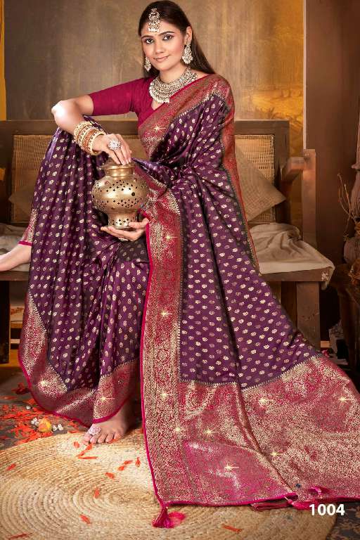 SAROJ GULAB SILK SAROSKI VOL-5 WHOLESALE SOFT SILK CONTRAST RICH PALLU WITH HEAVY SWAROSKI WORK DESIGNER SAREES