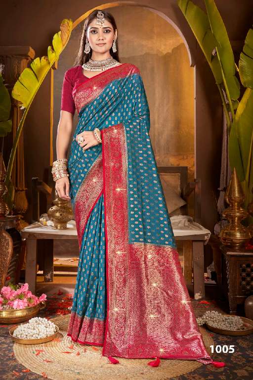 SAROJ GULAB SILK SAROSKI VOL-5 WHOLESALE SOFT SILK CONTRAST RICH PALLU WITH HEAVY SWAROSKI WORK DESIGNER SAREES