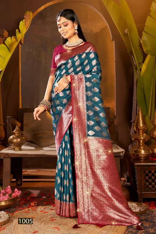 SAROJ GULAB SILK SAROSKI VOL-6 WHOLESALE SOFT SILK CONTRAST RICH PALLU WITH HEAVY SWAROSKI WORK DESIGNER SAREES