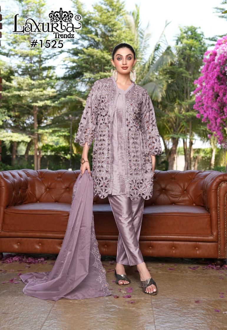 LAXURIA TRENDZ 1525 VICHITRA SIMMER DESIGNER FULL STITCH CO-ORD STYLE 3PCS DRESS