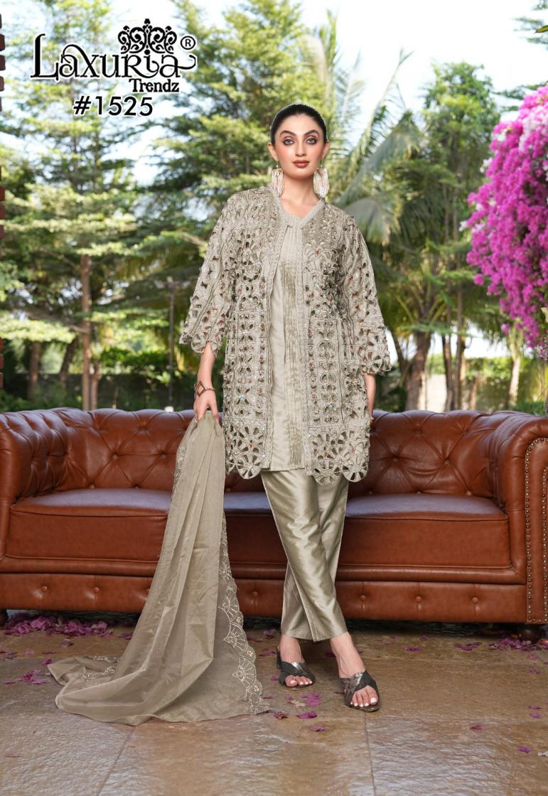 LAXURIA TRENDZ 1525 VICHITRA SIMMER DESIGNER FULL STITCH CO-ORD STYLE 3PCS DRESS