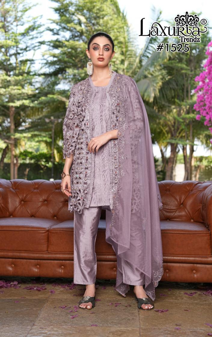 LAXURIA TRENDZ 1525 VICHITRA SIMMER DESIGNER FULL STITCH CO-ORD STYLE 3PCS DRESS