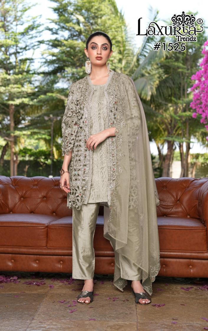 LAXURIA TRENDZ 1525 VICHITRA SIMMER DESIGNER FULL STITCH CO-ORD STYLE 3PCS DRESS