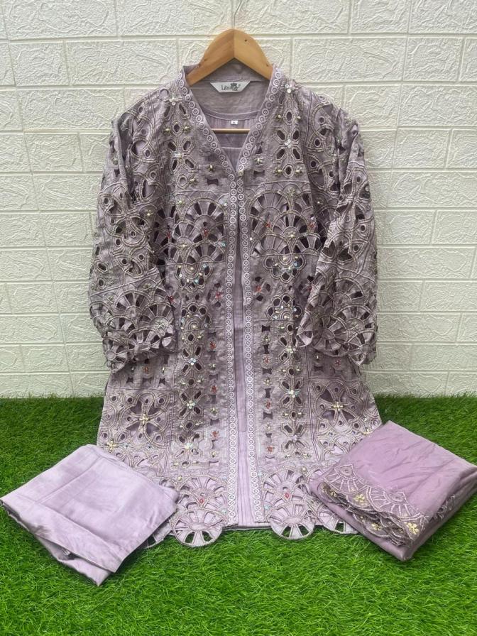 LAXURIA TRENDZ 1525 VICHITRA SIMMER DESIGNER FULL STITCH CO-ORD STYLE 3PCS DRESS