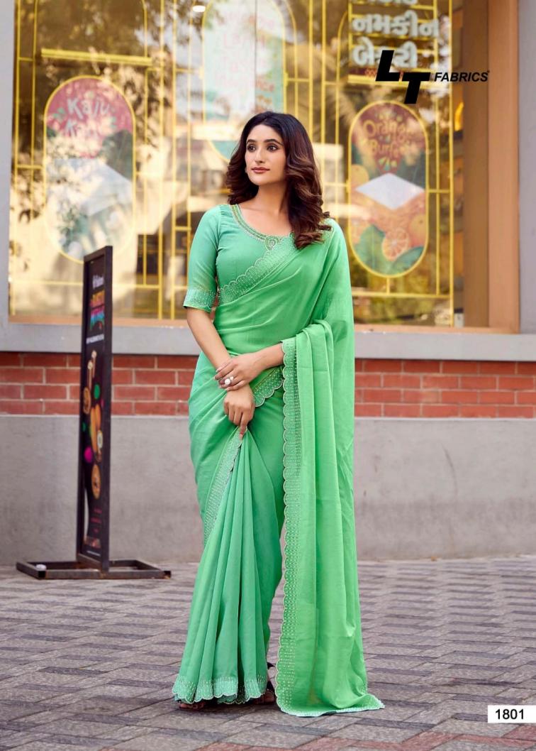 LT FABRICS SILVER STONE VOL 18 NYLON XCATONIC SATIN FASHIONABLE SAREES