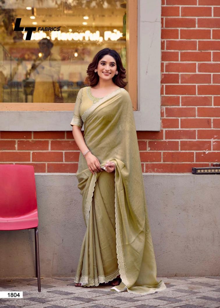 LT FABRICS SILVER STONE VOL 18 NYLON XCATONIC SATIN FASHIONABLE SAREES
