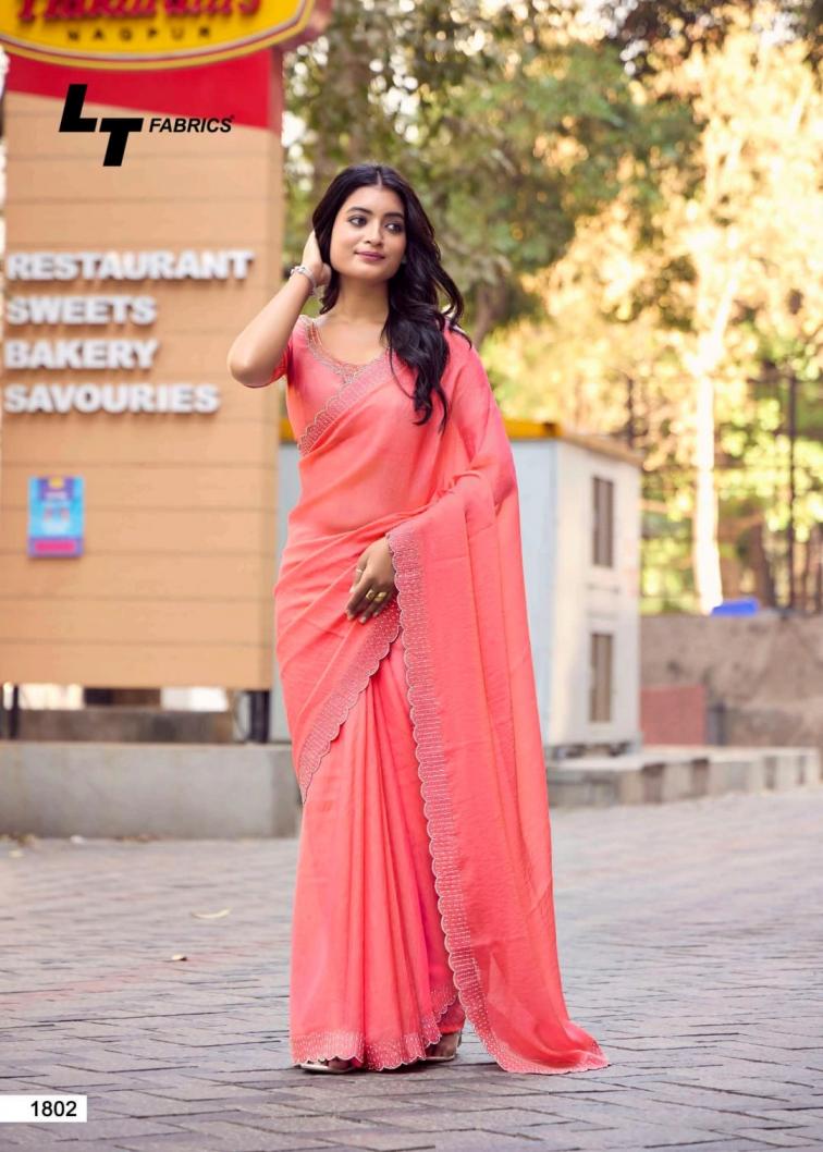 LT FABRICS SILVER STONE VOL 18 NYLON XCATONIC SATIN FASHIONABLE SAREES