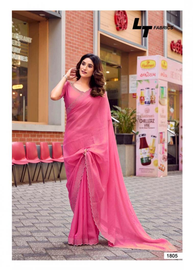 LT FABRICS SILVER STONE VOL 18 NYLON XCATONIC SATIN FASHIONABLE SAREES