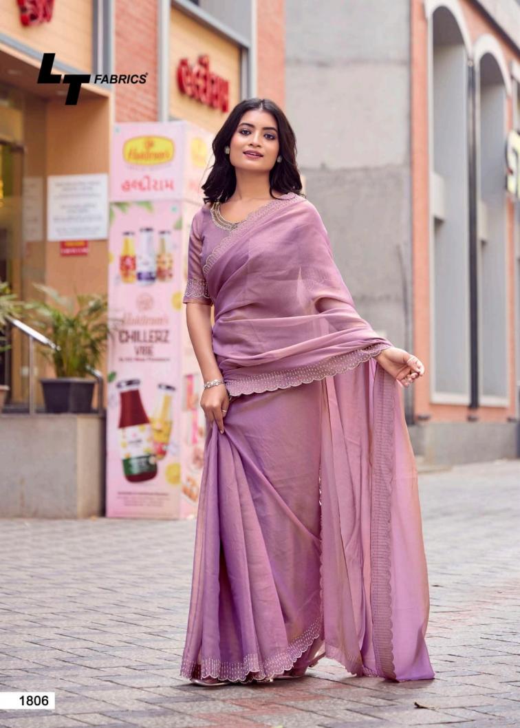 LT FABRICS SILVER STONE VOL 18 NYLON XCATONIC SATIN FASHIONABLE SAREES