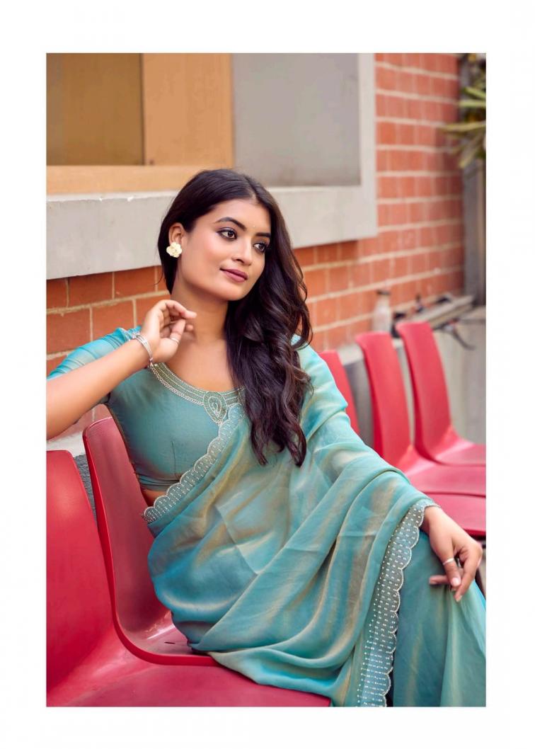 LT FABRICS SILVER STONE VOL 18 NYLON XCATONIC SATIN FASHIONABLE SAREES