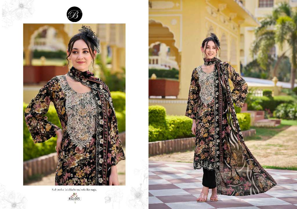 BELLIZA DESIGNER STUDIO TANAYA WHOLESALE DIGITAL PRINT WITH EXCLUSIVE EMBROIDERY WORK PREMIUM DESIGNER DRESS MATERIAL