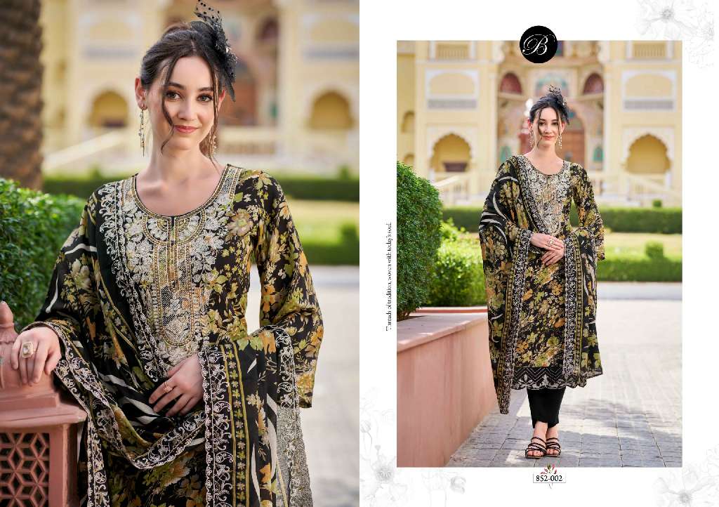 BELLIZA DESIGNER STUDIO TANAYA WHOLESALE DIGITAL PRINT WITH EXCLUSIVE EMBROIDERY WORK PREMIUM DESIGNER DRESS MATERIAL